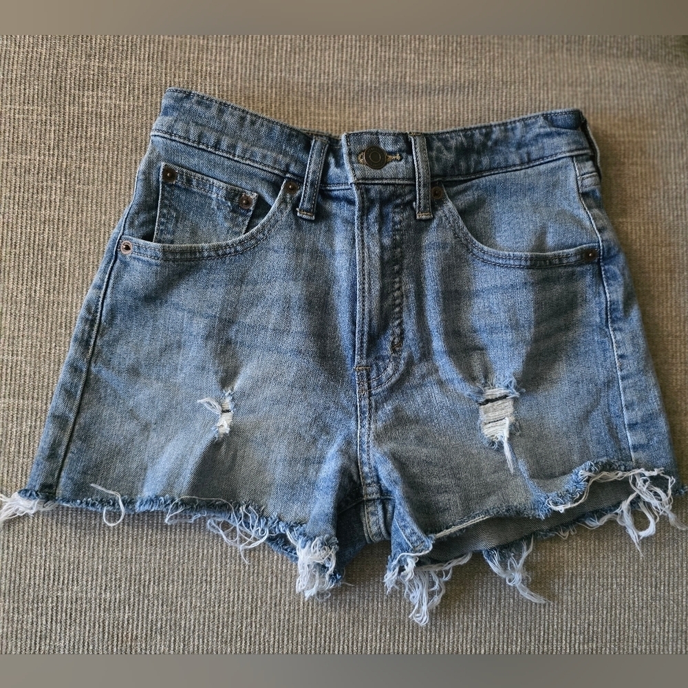 Lucky Brand Blue Distressed Jean Shorts Womans‎ Size 0 Highrise